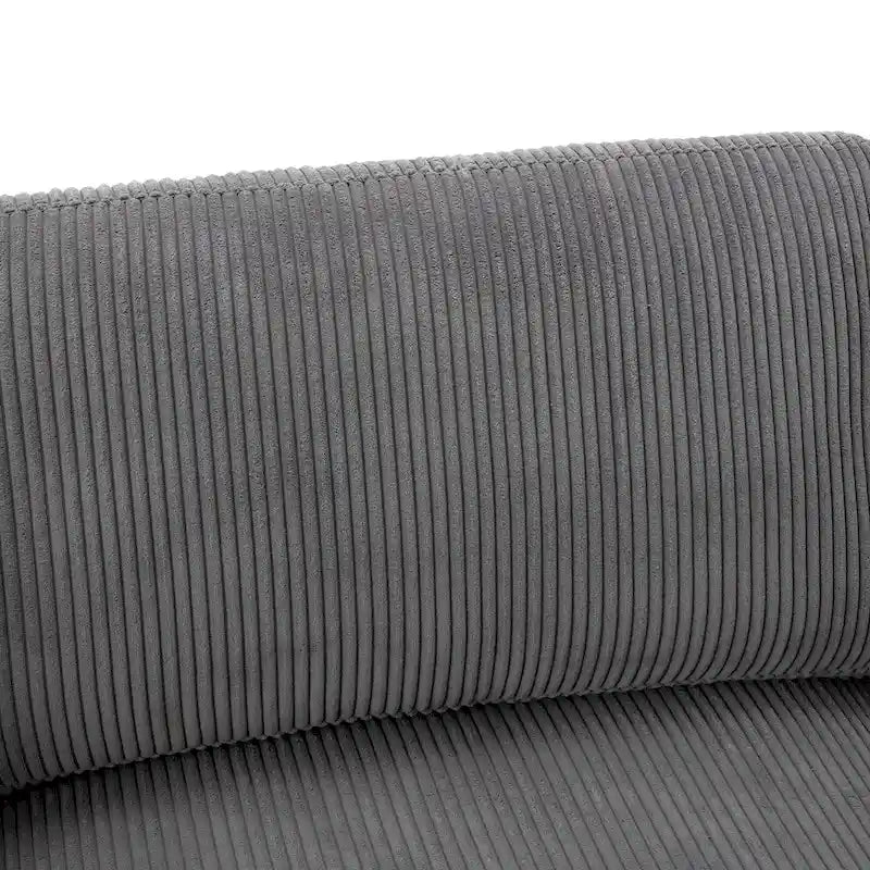 Élégant canapé 3 places en velours côtelé avec 5 coussins