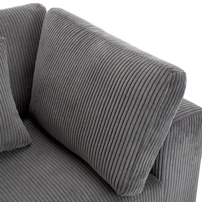 Élégant canapé 3 places en velours côtelé avec 5 coussins