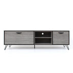 Meuble TV gris de 71,1 po avec armoire escamotable, armoire ordinaire et 2 étagères pour téléviseurs jusqu'à 79 po