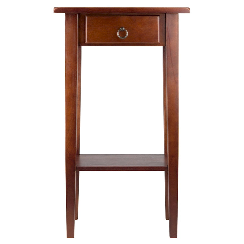 Table d'appoint en Noyer Vieilli Clair avec Tiroir et Étagère, 29,5 po
