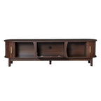 Meuble TV marron foncé moderne pour téléviseurs de 75 pouces, Console TV en bois massif avec armoire de rangement, Meuble de divertissement