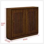Bahut/Meuble de rangement Mid-Century Moderne cannelé et évidé