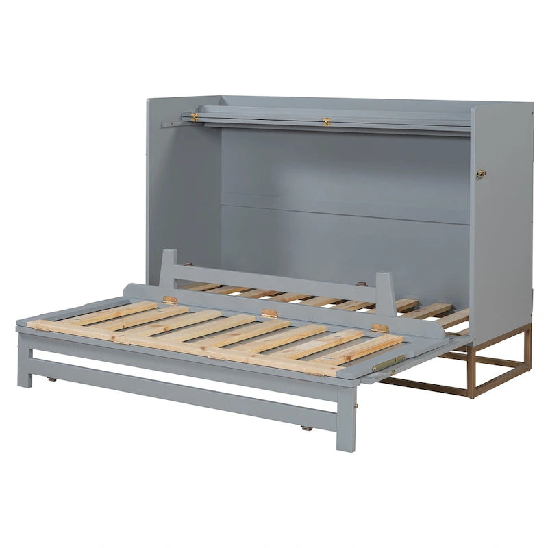 Lit escamotable Queen Size avec armoire design peu encombrante, multifonctionnel, capacité de 180 kg