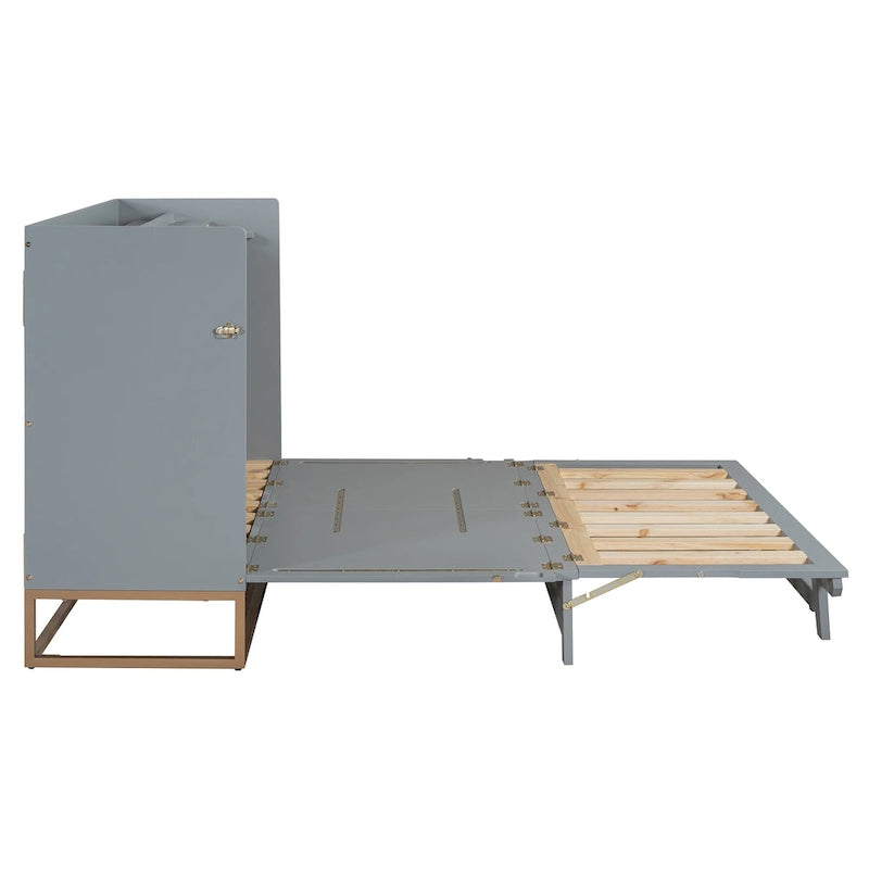 Lit escamotable Queen Size avec armoire design peu encombrante, multifonctionnel, capacité de 180 kg