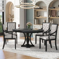 Ensemble de salle à manger 5 pièces en bois noir avec table ronde extensible et 4 fauteuils