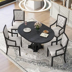 Ensemble de salle à manger 5 pièces en bois noir avec table ronde extensible et 4 fauteuils