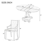 Ensemble de salle à manger 5 pièces en bois noir avec table ronde extensible et 4 fauteuils