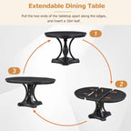 Ensemble de salle à manger 5 pièces en bois noir avec table ronde extensible et 4 fauteuils