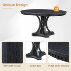 Ensemble de salle à manger 5 pièces en bois noir avec table ronde extensible et 4 fauteuils