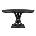 Ensemble de salle à manger 5 pièces en bois noir avec table ronde extensible et 4 fauteuils
