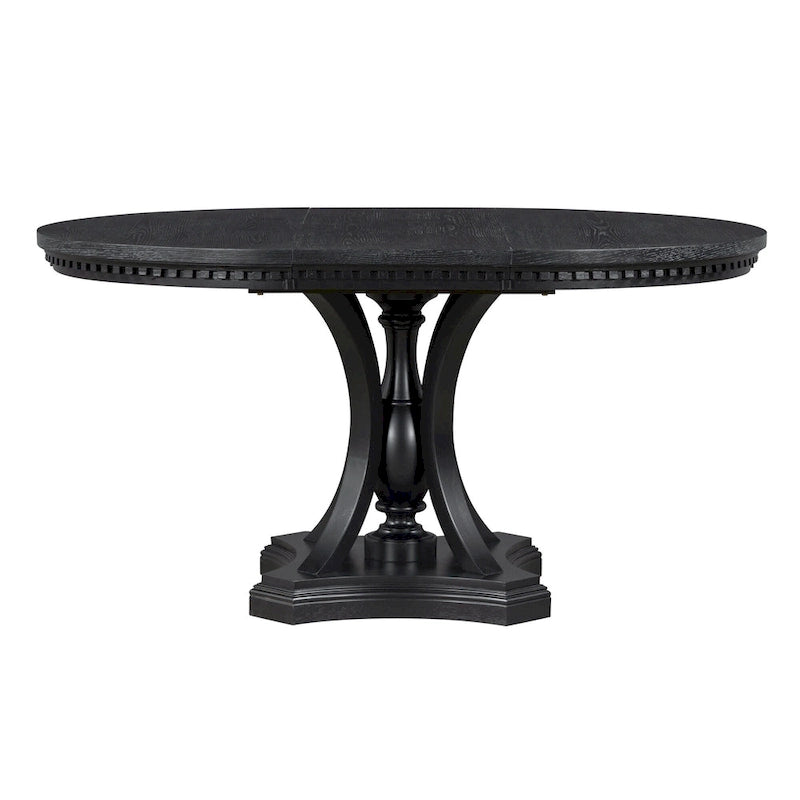 Ensemble de salle à manger 5 pièces en bois noir avec table ronde extensible et 4 fauteuils