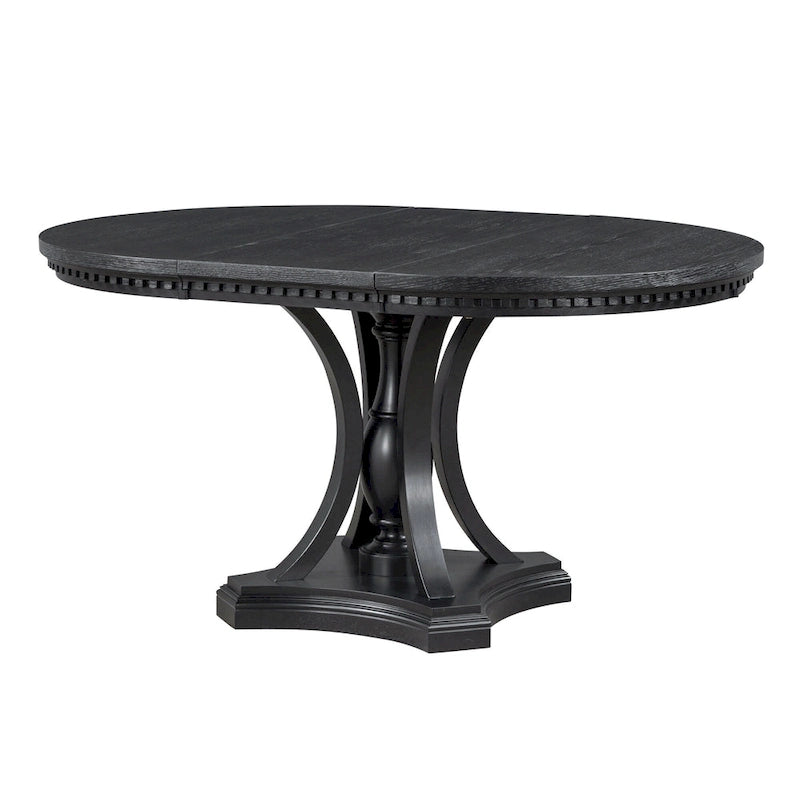 Ensemble de salle à manger 5 pièces en bois noir avec table ronde extensible et 4 fauteuils
