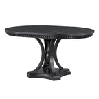 Ensemble de salle à manger 5 pièces en bois noir avec table ronde extensible et 4 fauteuils