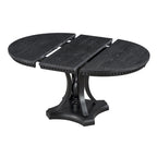 Ensemble de salle à manger 5 pièces en bois noir avec table ronde extensible et 4 fauteuils