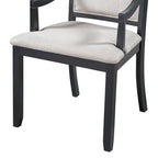 Ensemble de salle à manger 5 pièces en bois noir avec table ronde extensible et 4 fauteuils