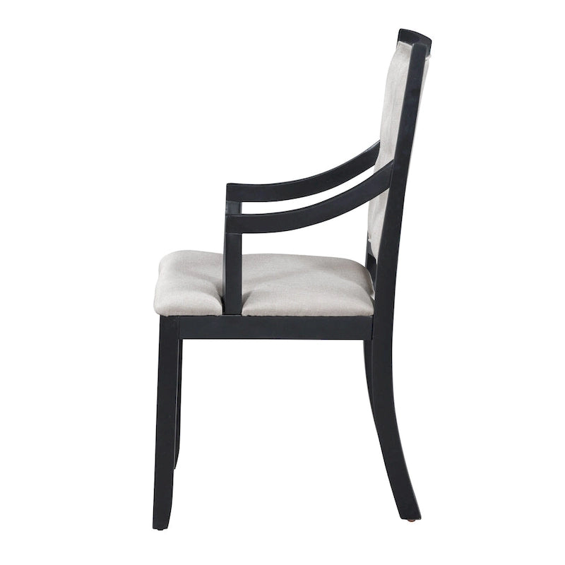 Ensemble de salle à manger 5 pièces en bois noir avec table ronde extensible et 4 fauteuils