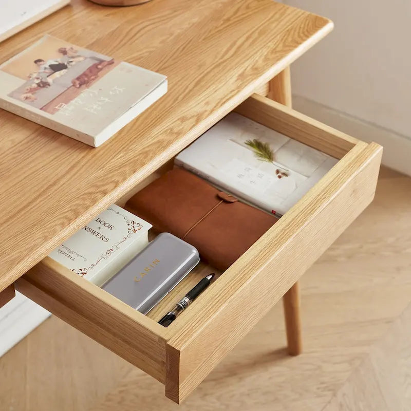 Bureau d'ordinateur en bois massif avec tiroir pour pièce de vie principale