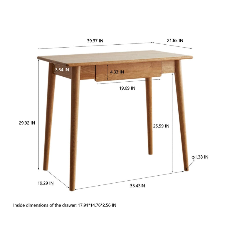 Bureau d'ordinateur en bois massif avec tiroir pour pièce de vie principale
