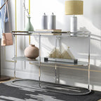 Taylaa Glam Chrome 48-inch Glass Top 1-Shelf Sofa Table by 