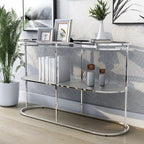 Table de canapé Taylaa Glam Chrome avec plateau en verre de 48 po à 1 étagère par