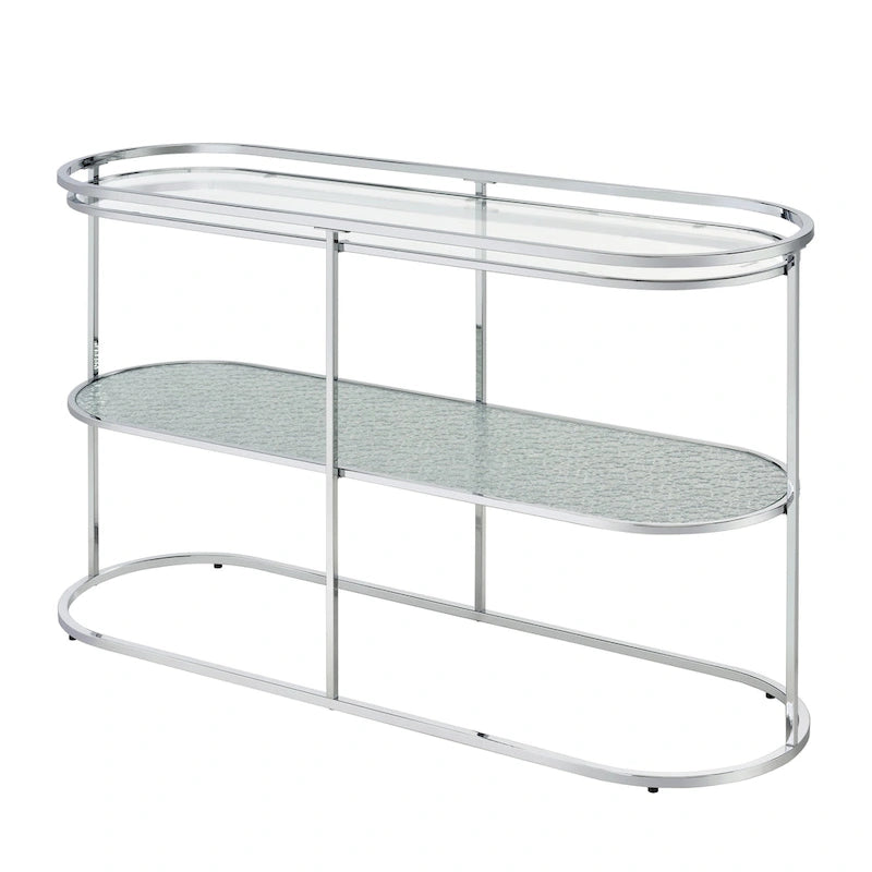 Table de canapé Taylaa Glam Chrome avec plateau en verre de 48 po à 1 étagère par