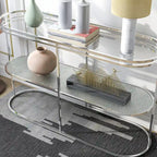 Table de canapé Taylaa Glam Chrome avec plateau en verre de 48 po à 1 étagère par