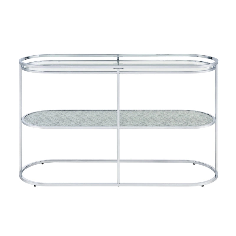 Table de canapé Taylaa Glam Chrome avec plateau en verre de 48 po à 1 étagère par