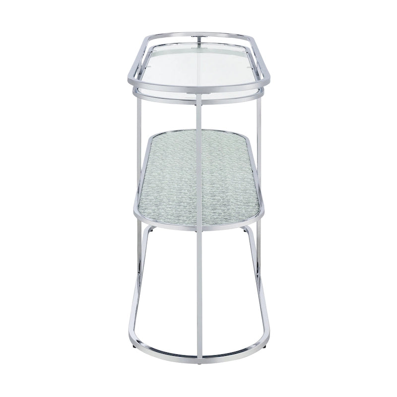 Table de canapé Taylaa Glam Chrome avec plateau en verre de 48 po à 1 étagère par