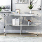 Table de canapé Taylaa Glam Chrome avec plateau en verre de 48 po à 1 étagère par