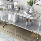 Table de canapé Taylaa Glam Chrome avec plateau en verre de 48 po à 1 étagère par
