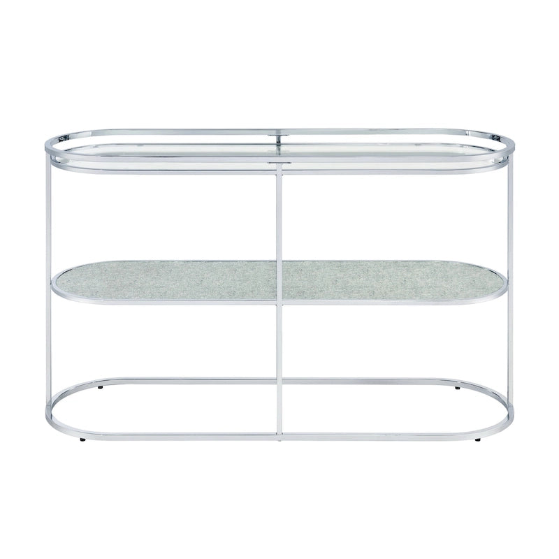 Table de canapé Taylaa Glam Chrome avec plateau en verre de 48 po à 1 étagère par