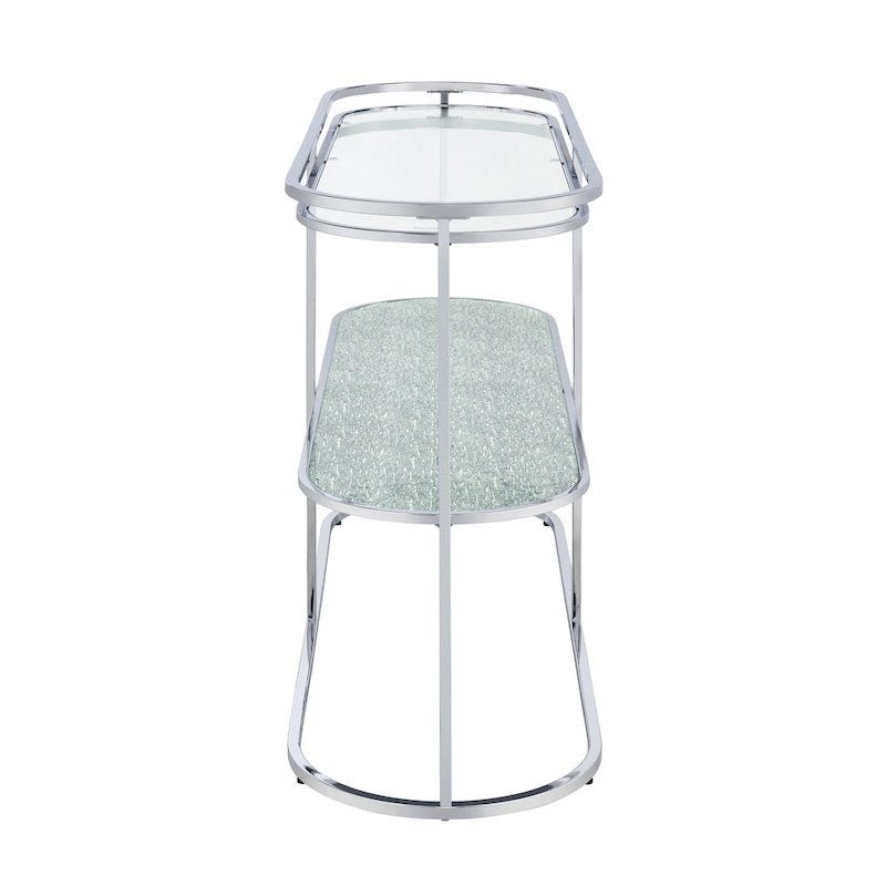 Table de canapé Taylaa Glam Chrome avec plateau en verre de 48 po à 1 étagère par