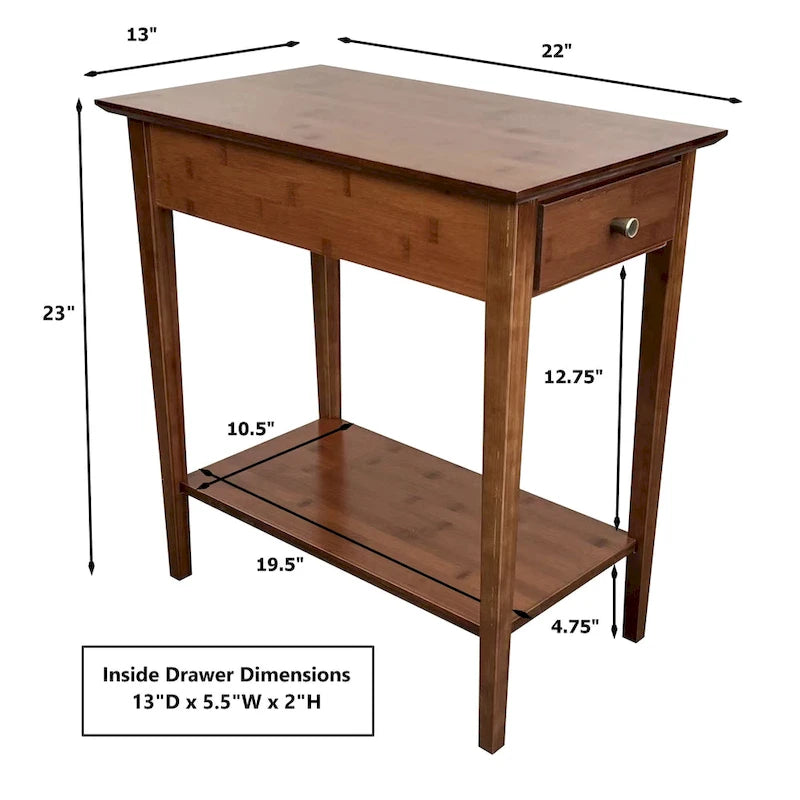 Table inclinable en bambou massif avec tiroir