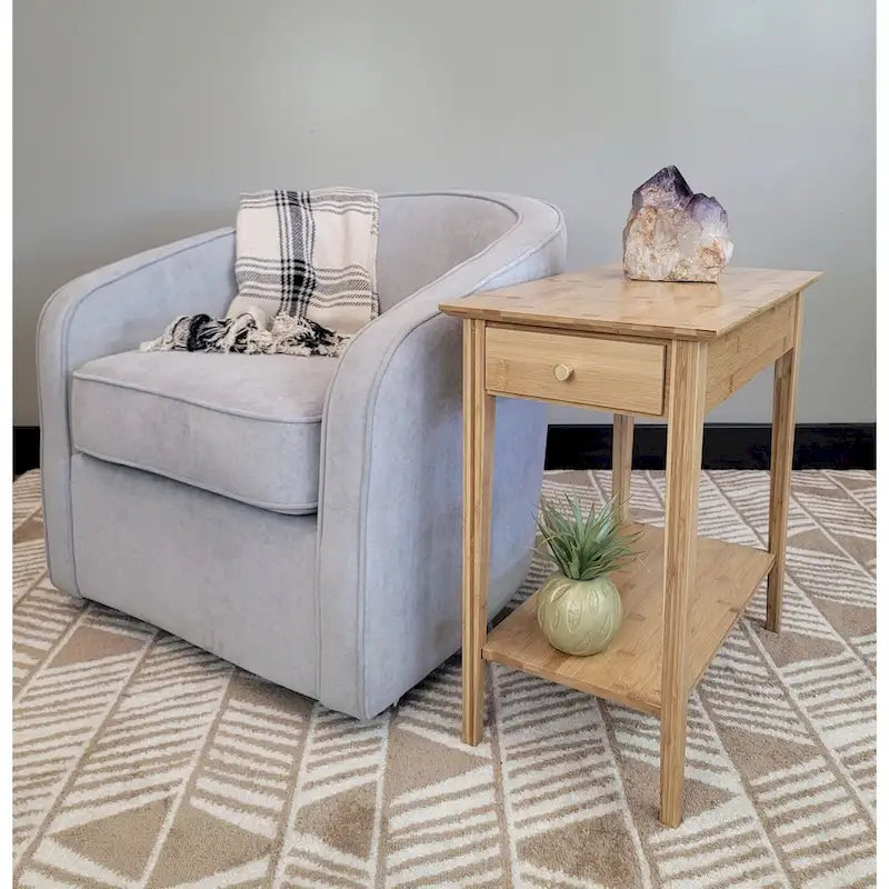 Table inclinable en bambou massif avec tiroir