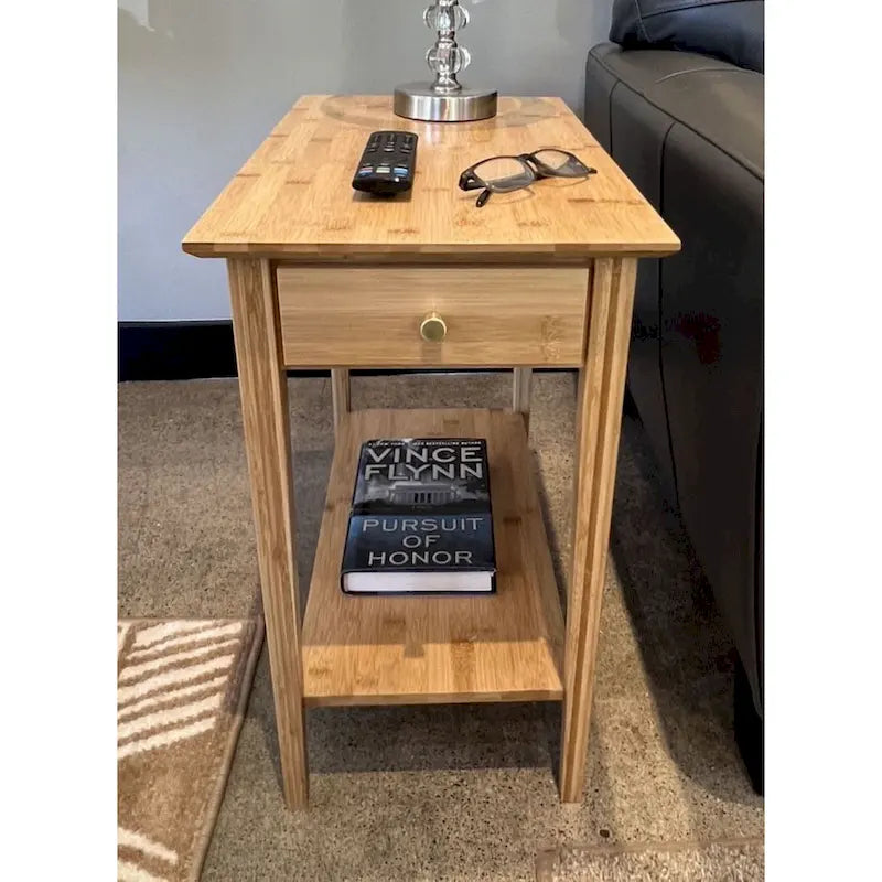 Table inclinable en bambou massif avec tiroir