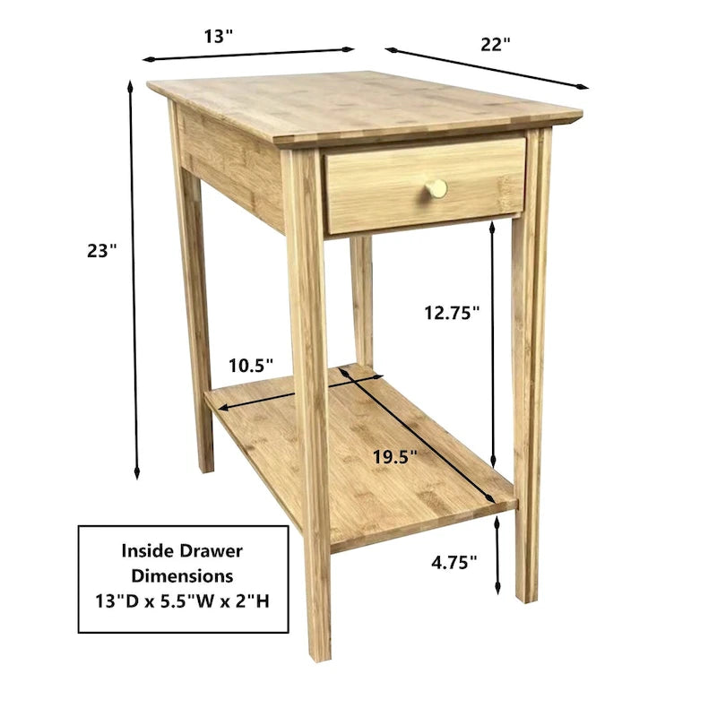 Table inclinable en bambou massif avec tiroir