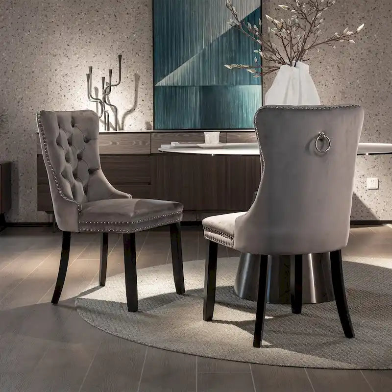 Lot de 2 chaises de salle à manger en velours
