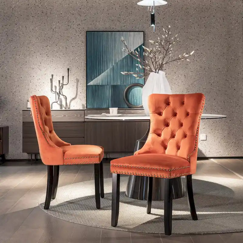Lot de 2 chaises de salle à manger en velours