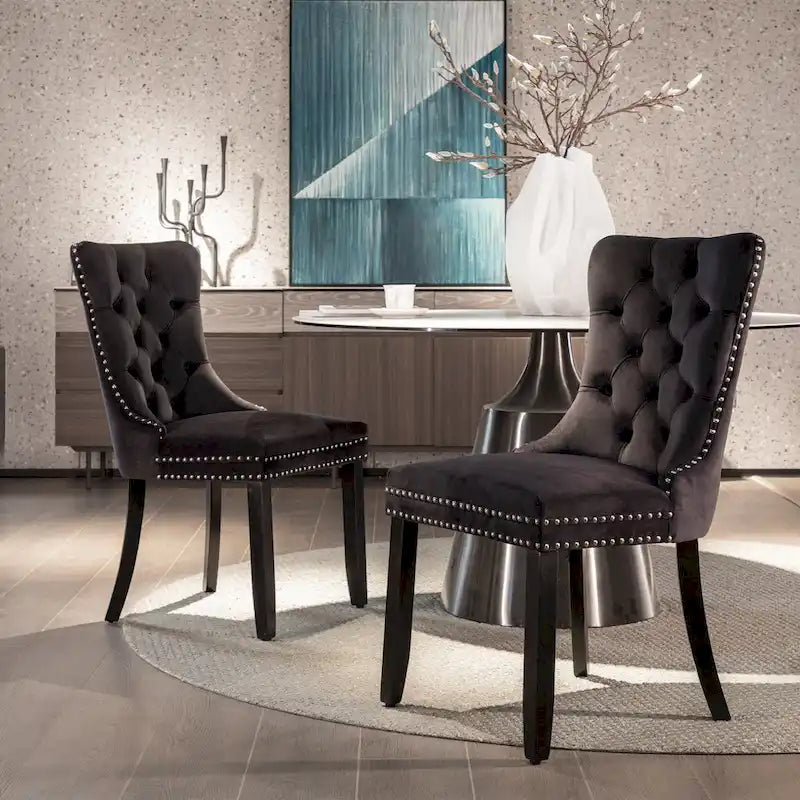 Lot de 2 chaises de salle à manger en velours