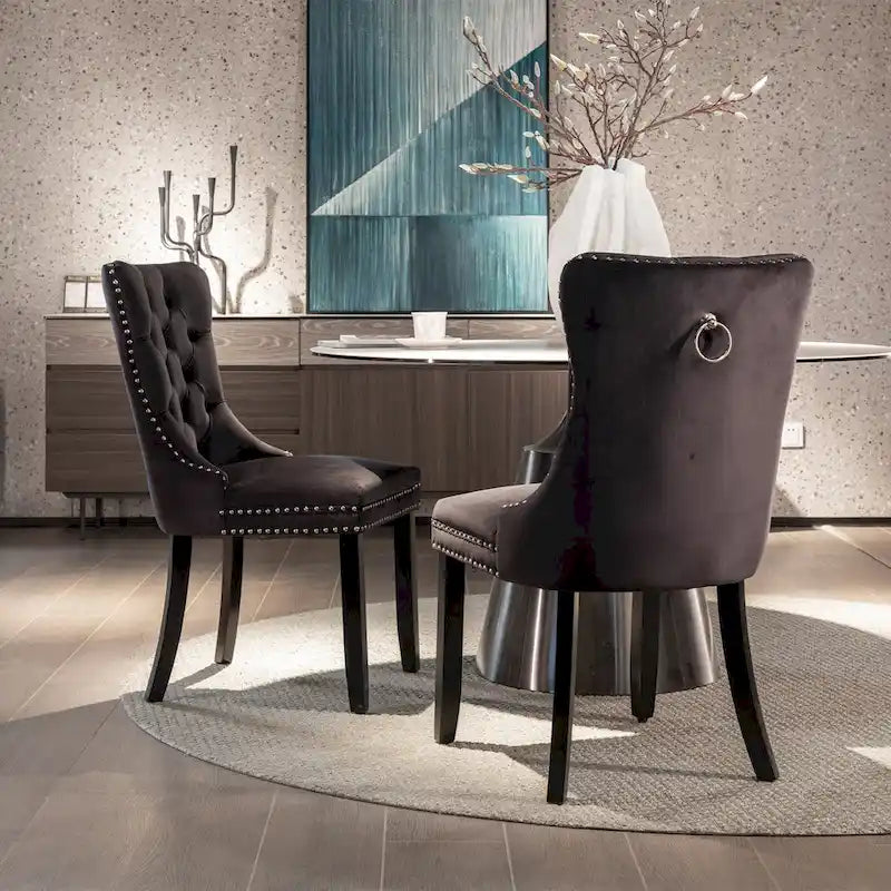 Lot de 2 chaises de salle à manger en velours