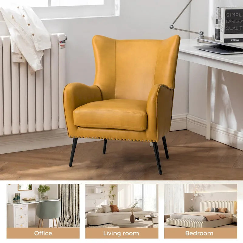Fauteuil en bois Invidiae rembourré avec pieds en métal
