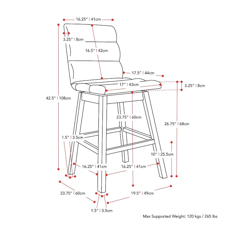 Tabourets de bar hauteur comptoir rembourrés Lilibet, lot de 2