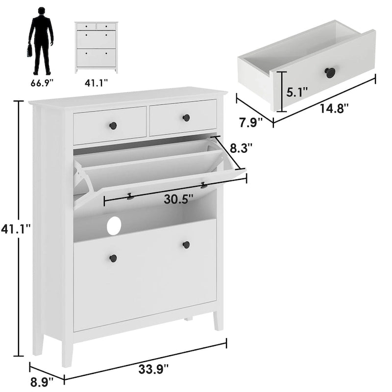 Meuble à Chaussures Armoire de Rangement Autonome Étagère à Chaussures Organisateur de Rangement