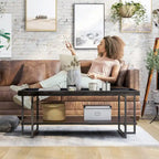 Table basse Alivia Rustic Black 47 pouces en acier à 1 étagère par