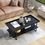 Table basse Alivia Rustic Black 47 pouces en acier à 1 étagère par