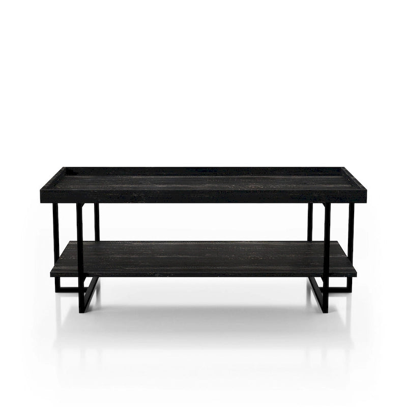 Table basse Alivia Rustic Black 47 pouces en acier à 1 étagère par