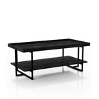 Table basse Alivia Rustic Black 47 pouces en acier à 1 étagère par