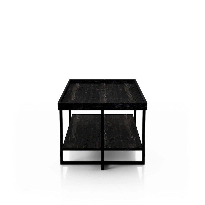 Table basse Alivia Rustic Black 47 pouces en acier à 1 étagère par
