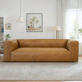 Canapé en cuir véritable couleur havane Empire Mid-Century Modern pour salon
