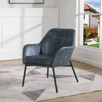 Fauteuil d'appoint Brooks en similicuir avec surpiqûres et pieds noirs